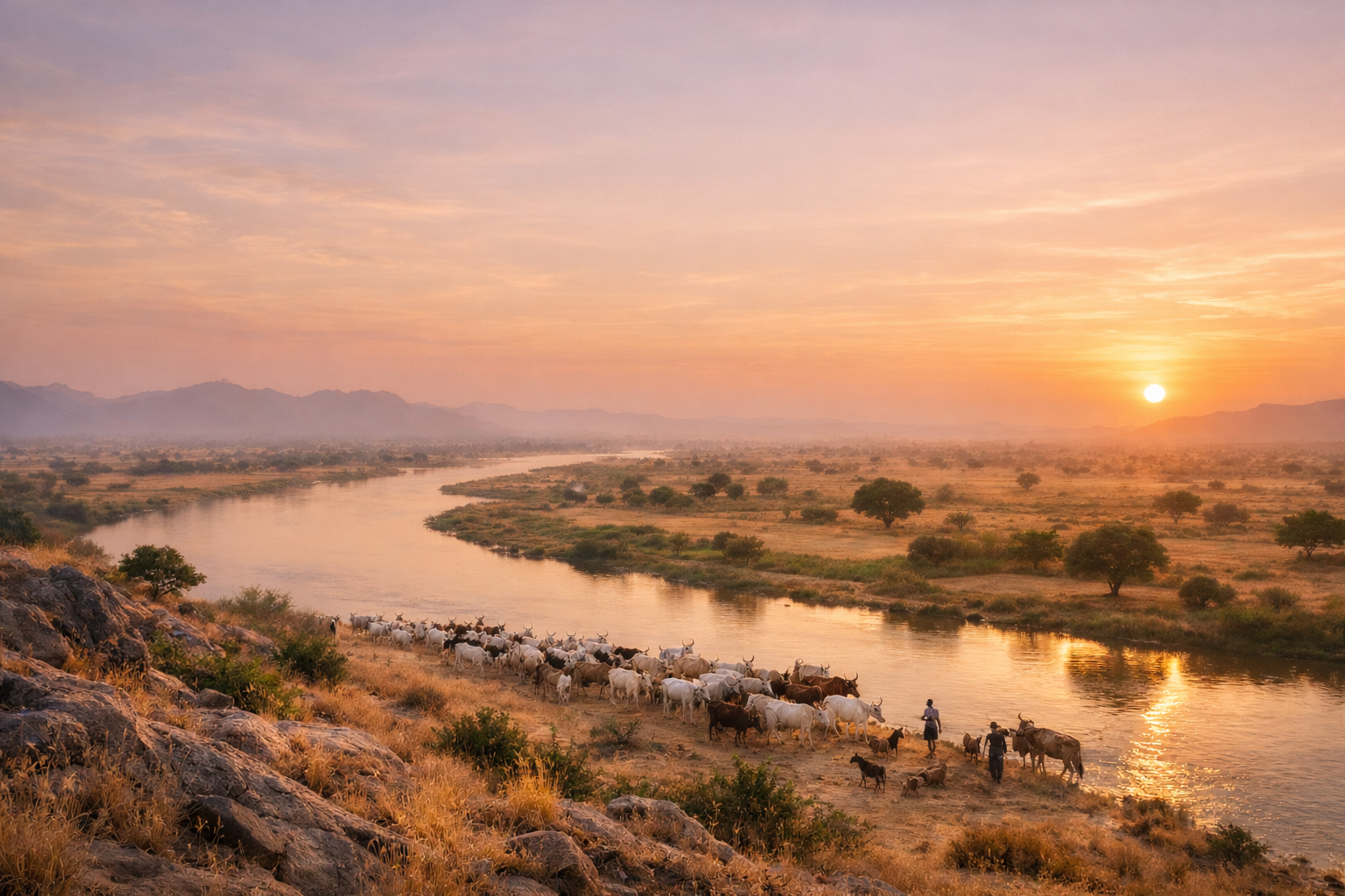Livestock at a solar-powered water point